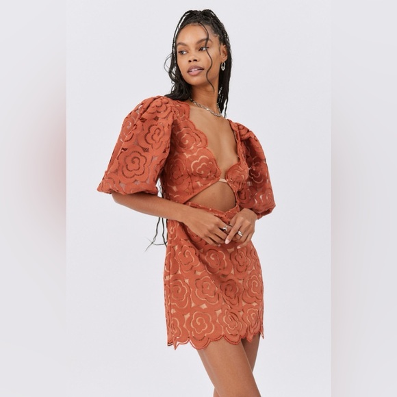For Love And Lemons Dresses & Skirts - For Love & Lemons Rust Orange Lace Mini Dress